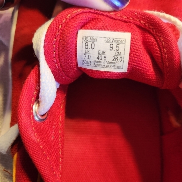 Vans Original Racing Red/Cadmium Yellow Unisex Sneakers M 8/ W 9.5 Chiefs colors - Picture 10 of 12